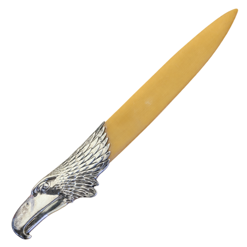 Brevkniv med sølv og ørnehoved, 21,2 cm — fritlagt