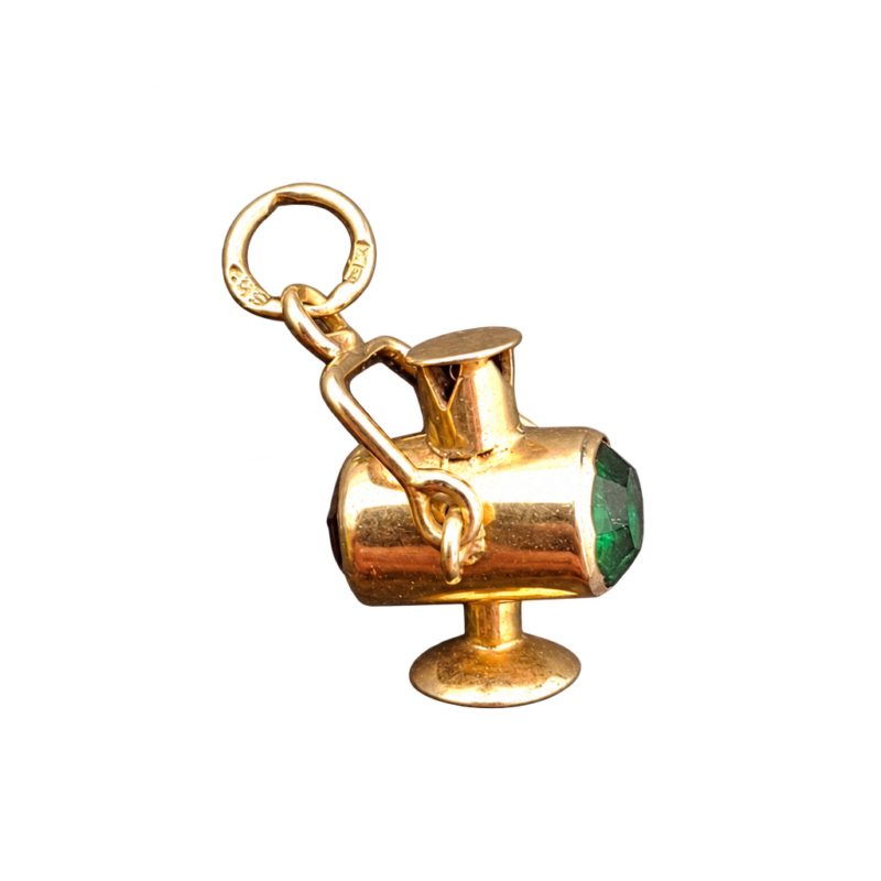 14 karat guld lampevedhæng med farvede sten — fritlagt