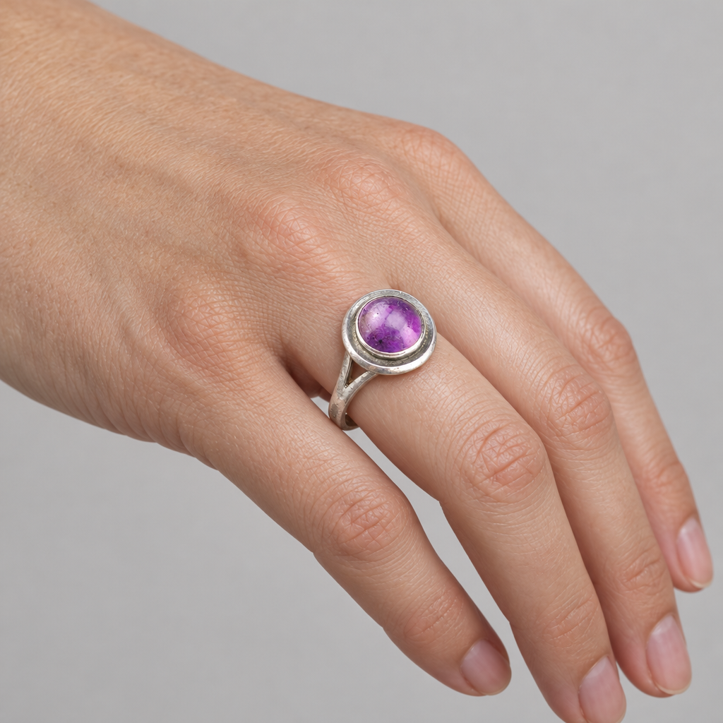 Sterling sølv 925 ring med ametyst fra N.E. From — båret