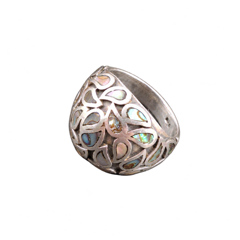 Sterling sølv ring med abalone, str. 54 — fritlagt